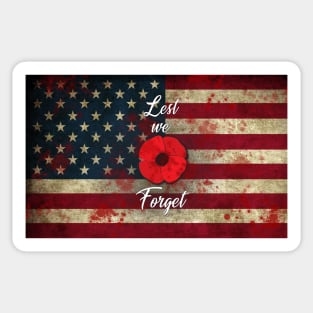 Lest we Forget with American Flag Sticker